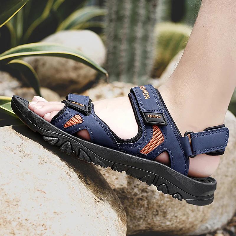 Black Men's Sandals Gladiator Leather Stylish Summer Outdoor Comfortable Mens Sandals Handmade Beach Soft Bottom Size48