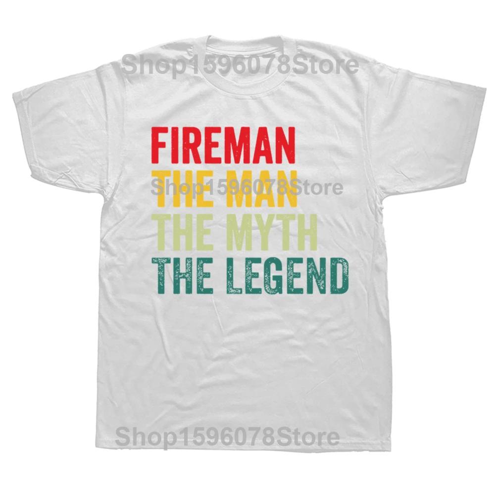 Vtipný muž mýtus hasič legenda Den otců grafická trička pánská bavlněná humor streetwear tričko s krátkým rukávem unisex volné oblečení