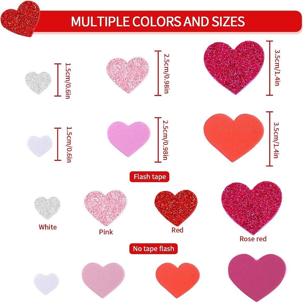 300 Stück Herzform Glitzeraufkleber 3 Farben Abziehbilder Schaumstoff-Herzaufkleber für Sammelalben, Karten