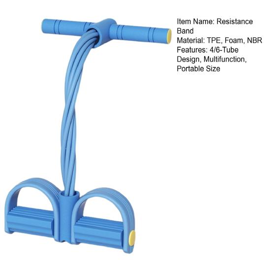 4/6-Tube Pedal Ankle Puller Resistance Band with Handle TPE Elastic Yoga Sit-up Pull Rope Men Women Pedal Tensioner Exerciser Workout Equipment