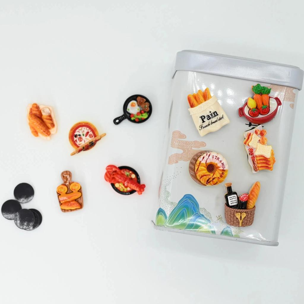 Set de 5 Magneți de Frigider Asortați 3D Creativi cu Tematică Alimentară Magneți Decorativi din Plastic Faux Cuisine, Magneți de Bucătărie Dreptunghiulari