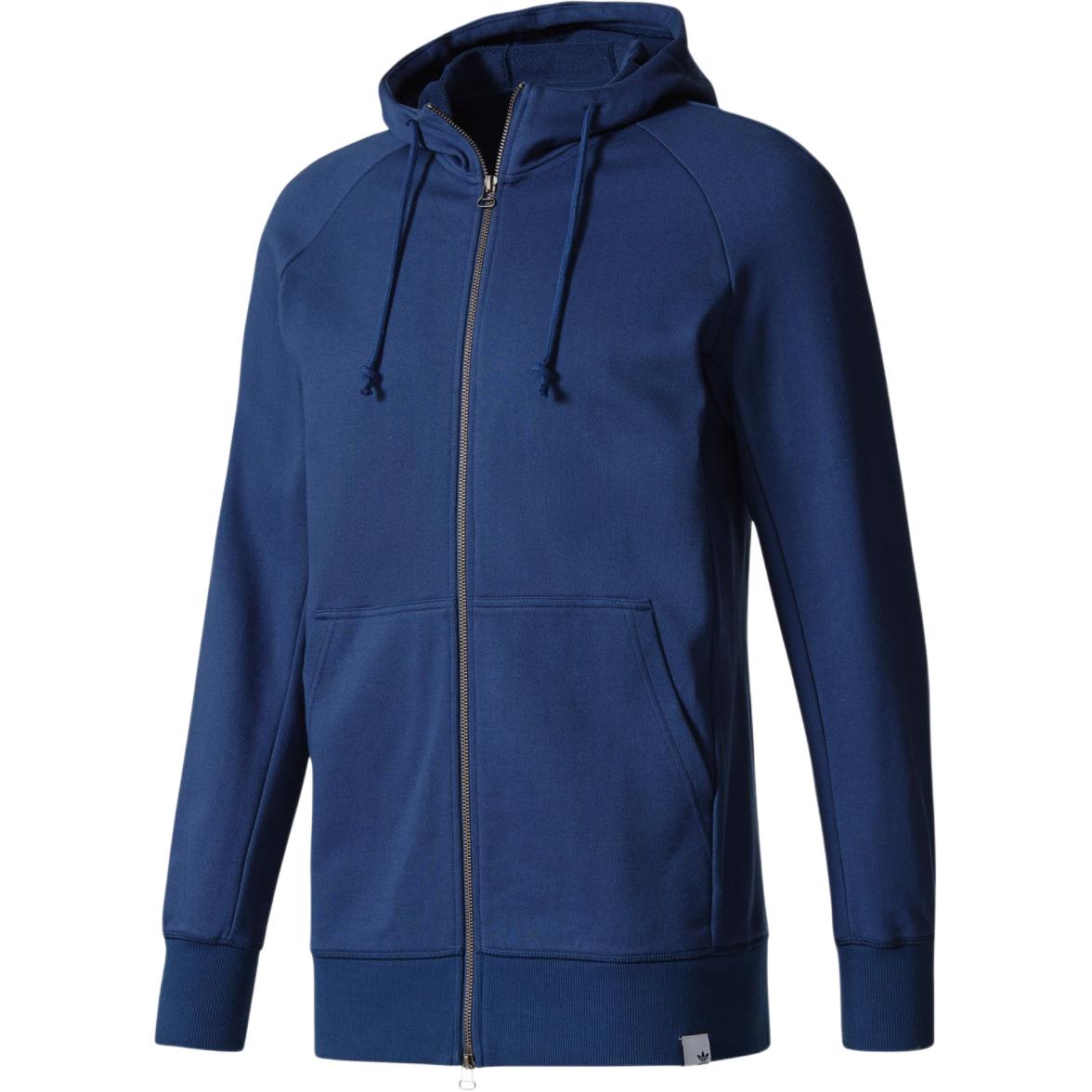 

Adidas Solid Color Zip Long Sleeve Fitted Hoodie Men hoodies Blue CD8522-Blue XS