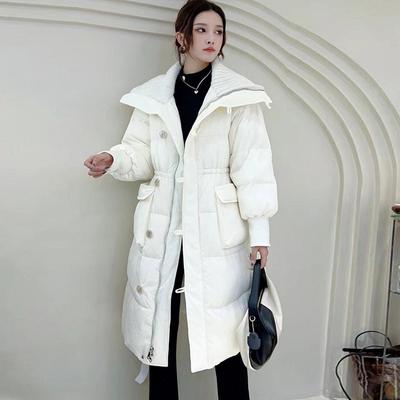 Women's Autumn And Winter Loose Down Jacket Medium And Long High-end Jacket White Duck Down Thick Down Jacket