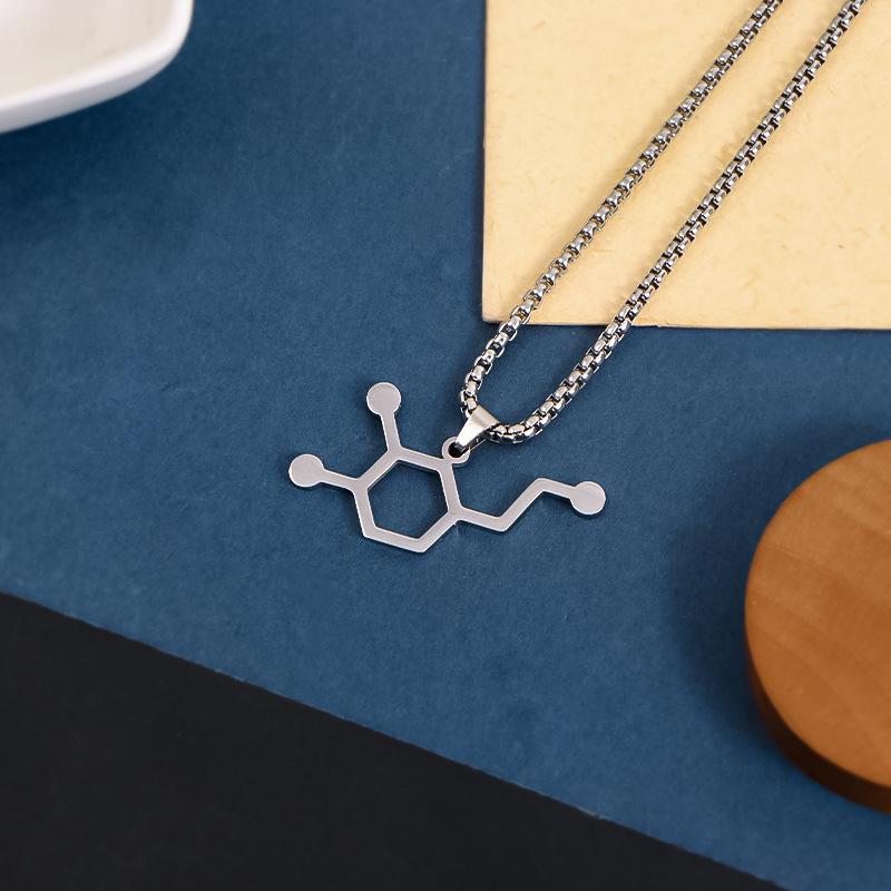 Dopamine Molecular Structure Necklace - Women s Trendy Irregular Street Style Jewelry
