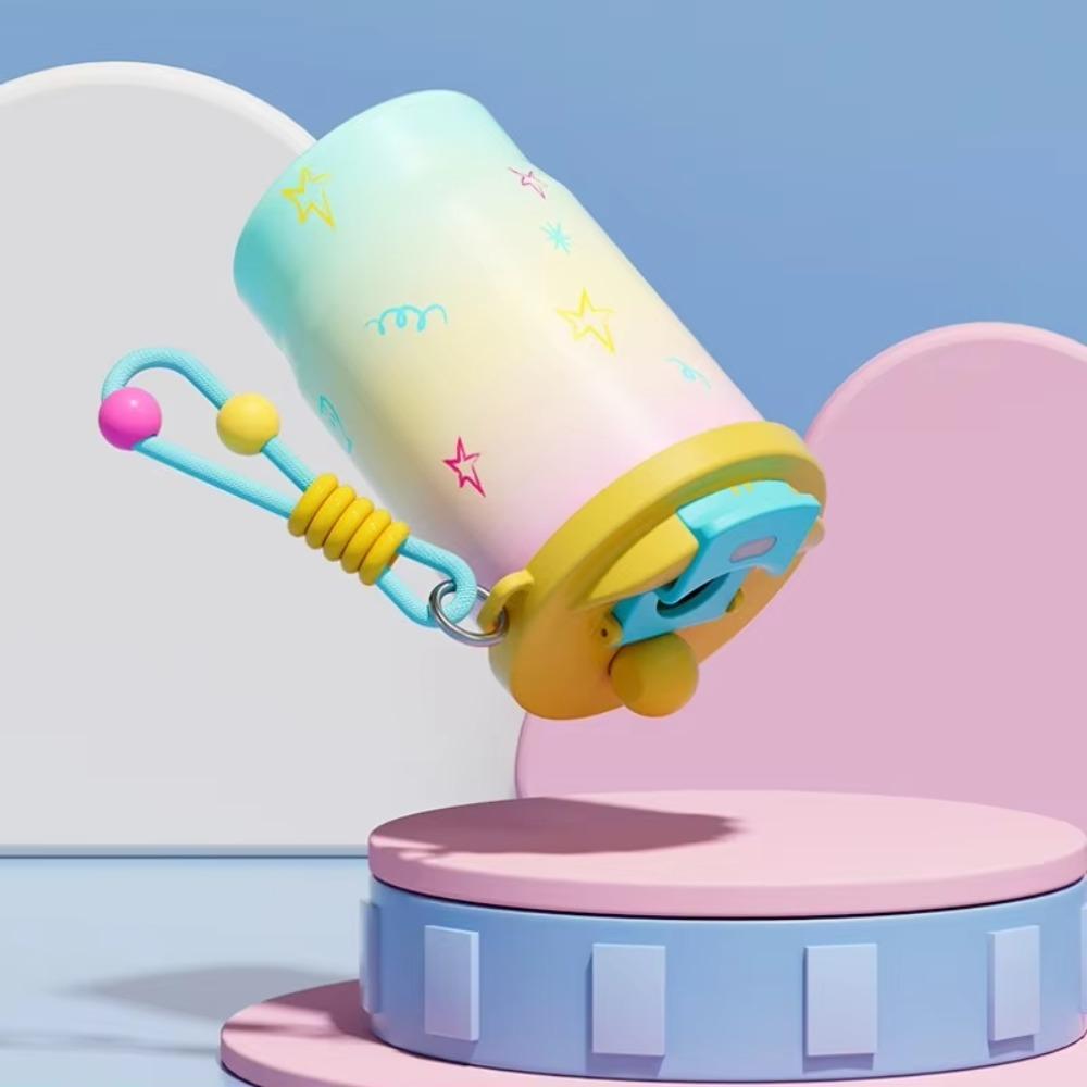 Stainless Steel Double Drink Insulated Cup Cartoon Coffee Cup Portable Vacuum Straw Cup  Camping