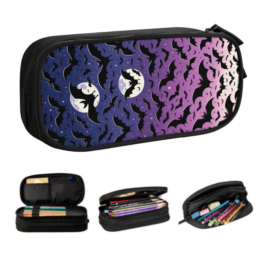 Custom Halloween Witch Gothic Vampire Bat Cute Pencil Cases Girl Boy Large Capacity Pencil Pouch School Supplies