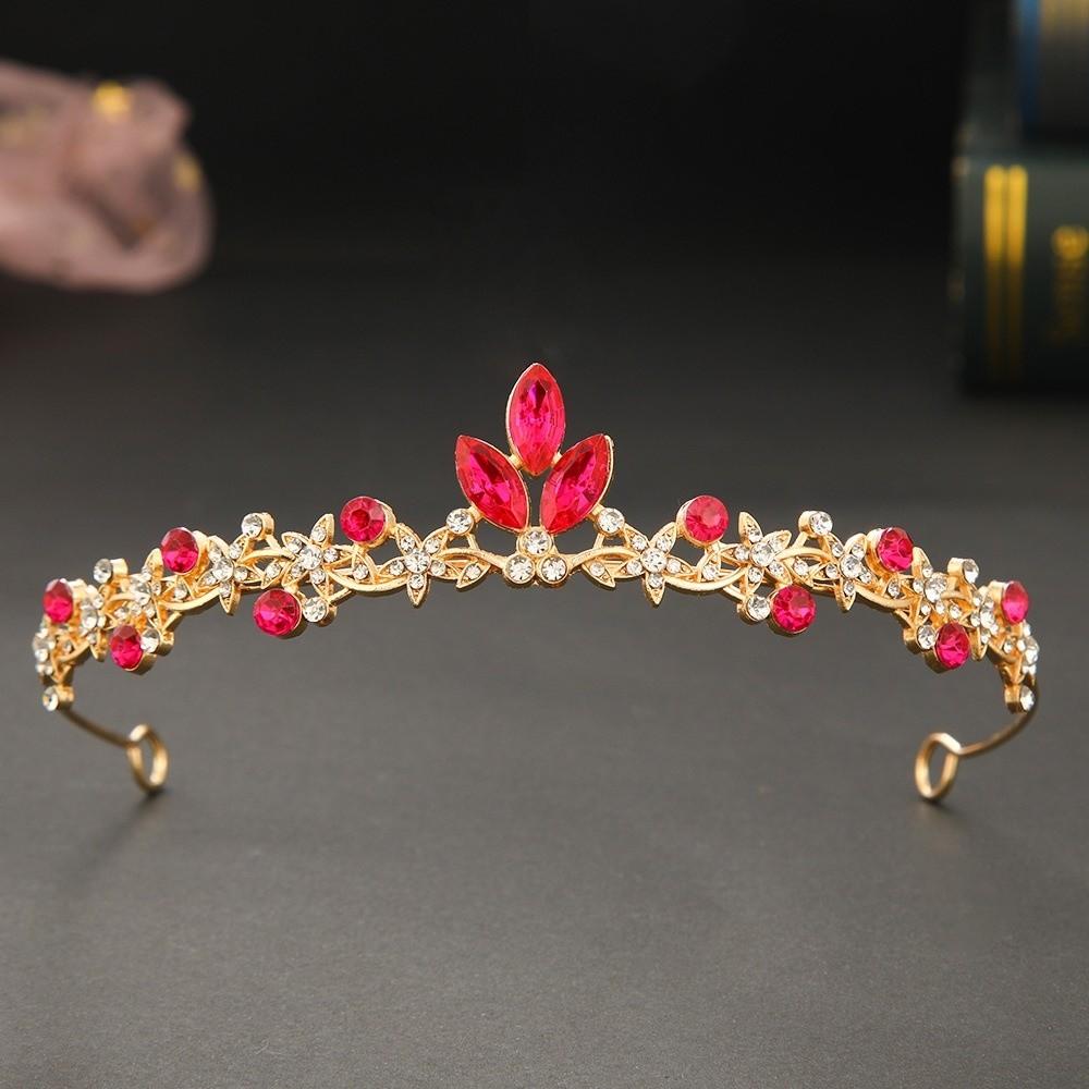 

Sparkling Princess Wedding Headbands Rhinestone Elegant Tiara Princess гарячі рожевого кольору