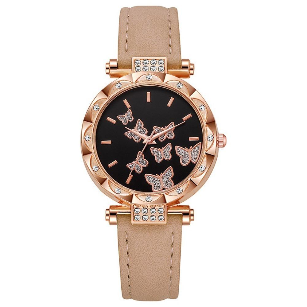 Butterfly Dial Quartz Watch Rhinestone Wristwatches Elegant Women Watches  Women