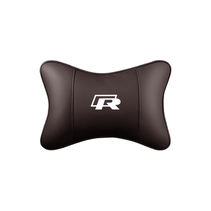 hijk1 Car Seat Leather Headrest Neck Cushioning Support Head Pillow For VW GTI Polo Golf Passat Tiguan Arteon Touareg CC Taigo Caddy