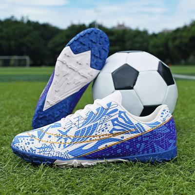 Football Shoes Men's and Women's Low-top Blue and White Porcelain Broken Nails Youth Professional Training Sneakers Children's Large-size Sneakers