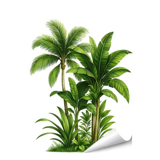 Green Plants Wall Sticker Self-adhesive Waterproof PVC Spring Floral Plants Sticker Home Office Living Room Bedroom Wall Decoration Decal