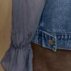 MAXZA Denim Vest With Check And Ruffle Trimming