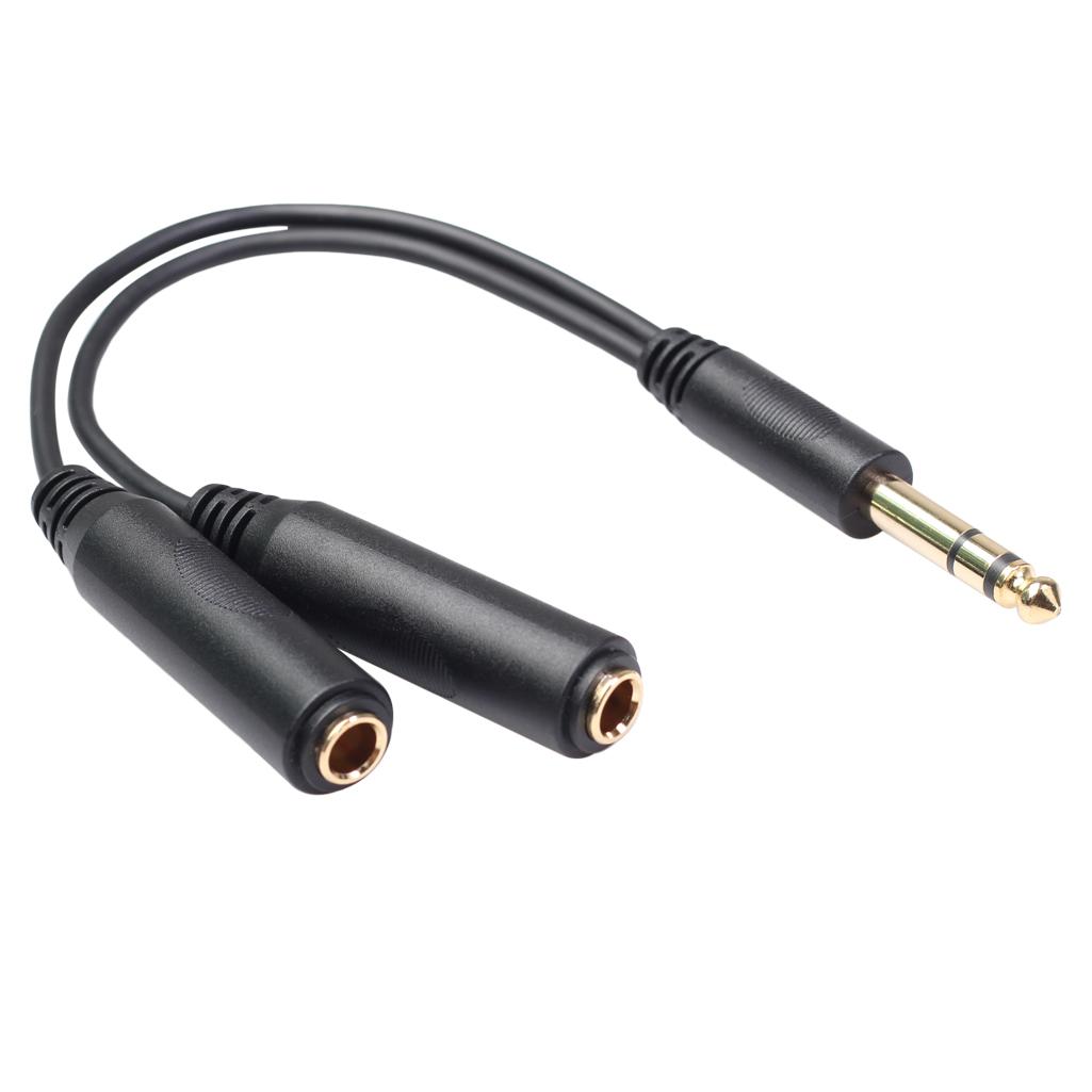 

Stereo 6.35mm Extension Audio Cable 1 Male to 2 Female Headphone Headset Splitter 20cm As Shown A