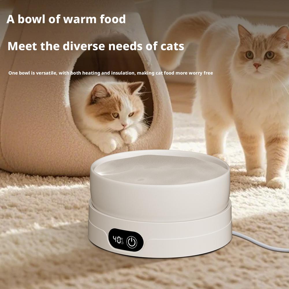 Ceramic Heated Water Bowl For Cat Dogs 4 Temperature Settings Winter Pet Drinking Plate Thermal Dog Water Bowl Dispenser
