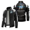 [European size velvet] AGUSTA punisher car logo leather jacket large size printed autumn and winter jacket pu high-end men's clip