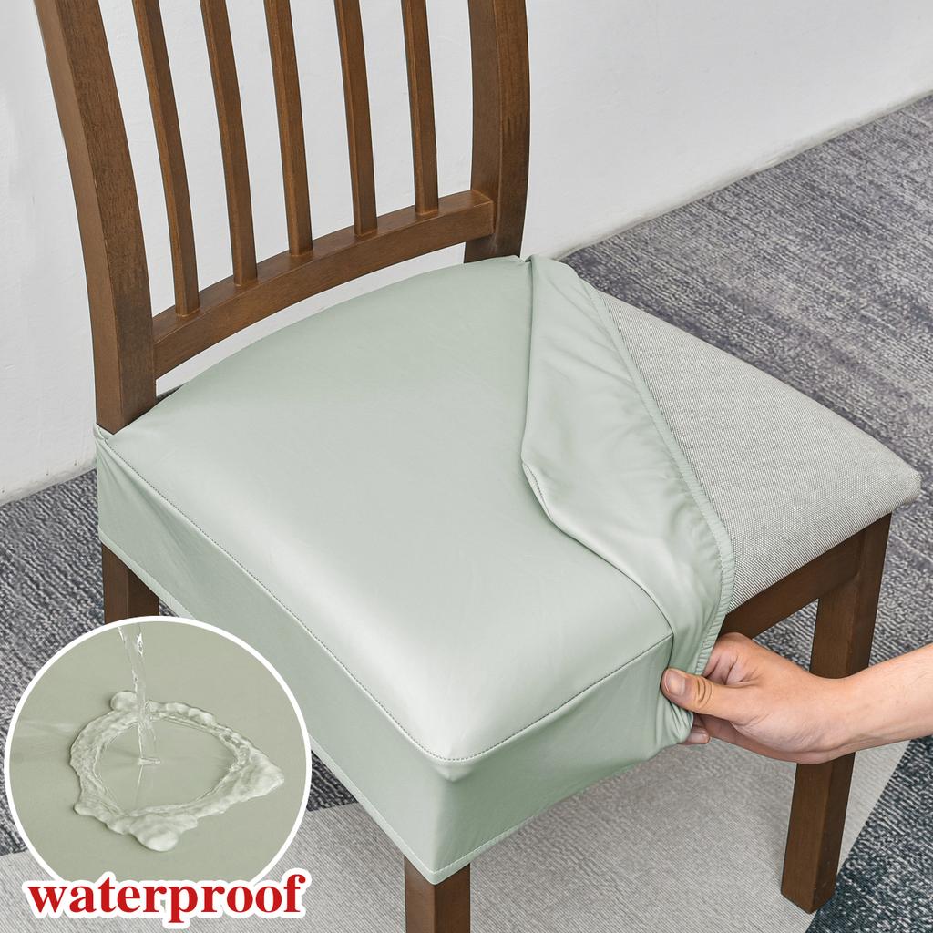 Waterproof seat covers for dining chairs Pu leather chair seat covers without back covers removable washable chair protector