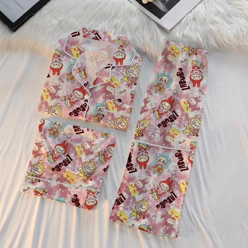 Circus Pajamas Women'S Spring Summer Cute Wind Short-Sleeved Three-Piece Loungewear