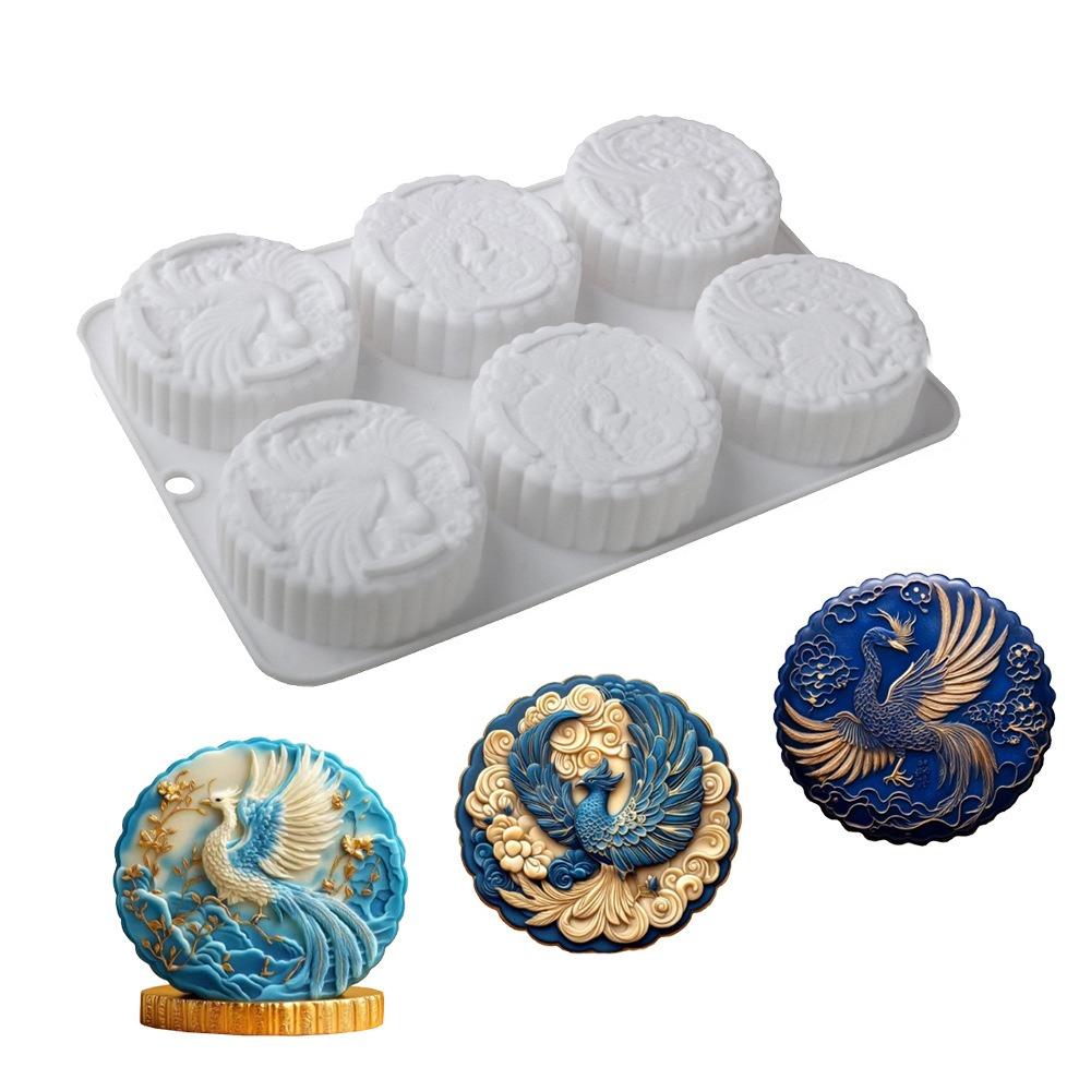 Silicone Auspicious Clouds Mooncake Mold 6 Cavities Mung Bean Cake Mold Soap Mold  Kitchen