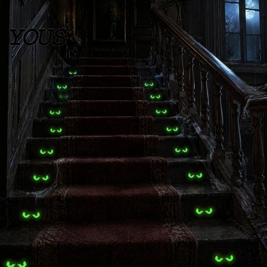 Glow In The Dark Stickers Halloween Demon Eye Wall Stickers, Scary Luminous Ghost PVC Eyeball Decals, Waterproof Self-Adhesive Horror Deco for