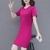 Mid-length 2024 Summer T-Shirt Dress - Loose, Slim, Round Neck, Age-Defying, Short-Sleeved Trend for Middle-Aged Women