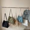Large Capacity Drawstring Bag Women's Tote Bag Solid Color Shoulder Bag