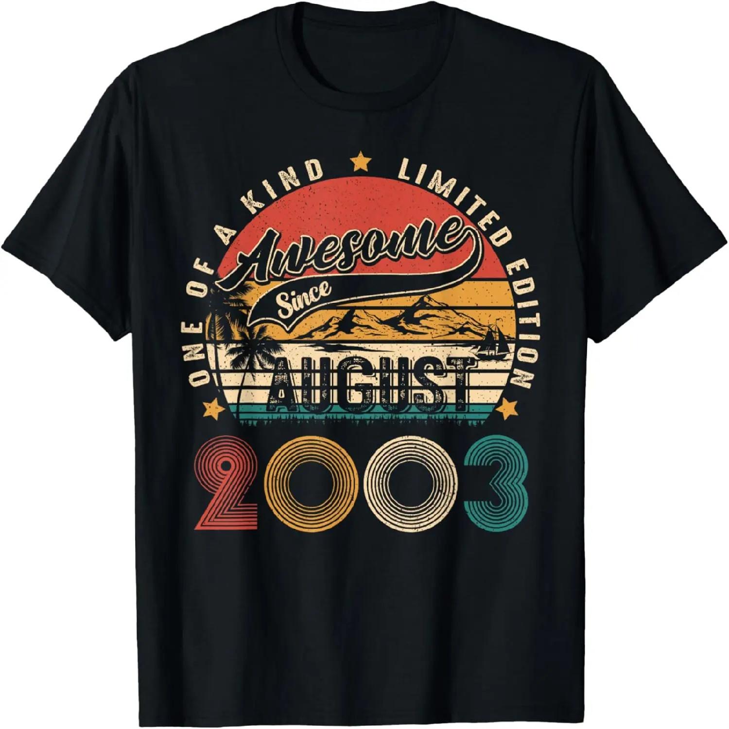 21 Years Old Awesome August 2003 Retro 21st Birthday Men Dad T-Shirt XXXXXL разноцветный