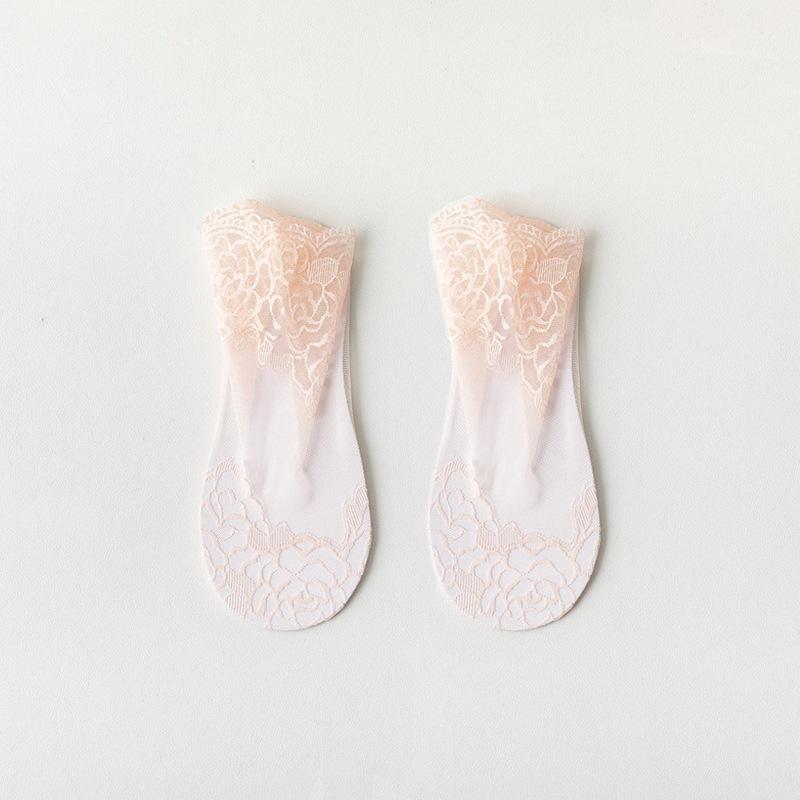 Women's Summer Ultra Thin Transparent Non Slip Lace Lace Short Tube Socks