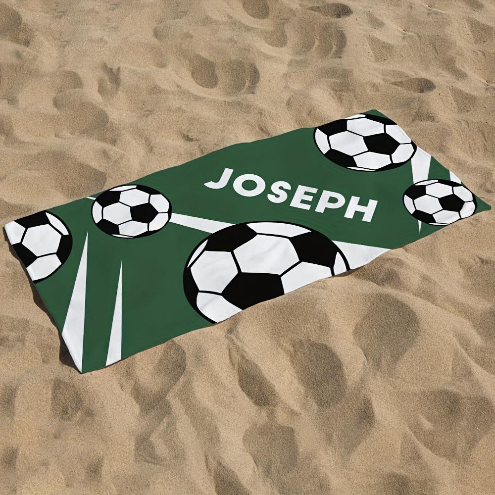 Personalized Beach Towel Tailored for Soccer Custom Name Microfiber Towel Thin Absorbent for Outdoor Sport, Beach Trips, Camping