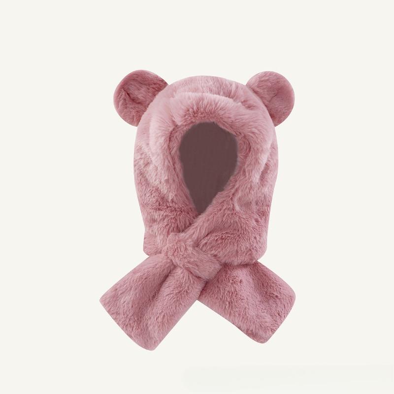 

Детская балаклава Зимняя плюшевая шапка с клапанами для ушей и интегрированным шарфом Очаровательная животная Термозащита ушей Снаряжение для холодной погоды L(4-7 Year)