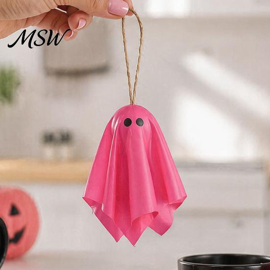 Elegant Ghost Silhouette Decor Halloween Hanging Decor, Pastel Pink White Soft Girly Room Fabric Ornaments, Cute Spooky Party Home Sweet Atmosphere