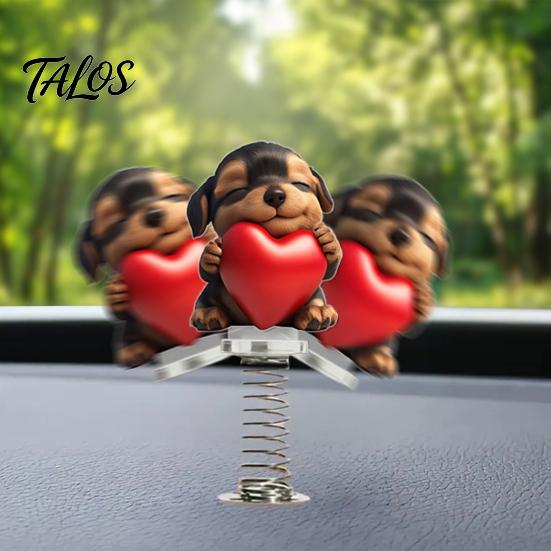 Strong Adhesive Base Car Figurines Cute Cat/Dog/Elf Dashboard Decorations with Spring Swing Design, Double-sided 2D Flat Acrylic Desk Accessories for
