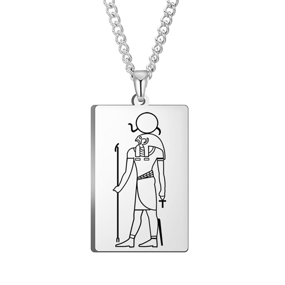 Dawapara Ancient Egyptian Deity Pendant Necklace God Horus Anubis Goddess Isis Amulet Stainless Steel Jewelry