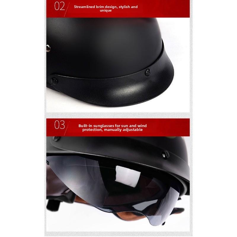 Locomotive Scooter Helmet Motorcycle Half Helmet Men's and Women's Helmet Four Seasons Light Locomotive Retro Helmet Riding