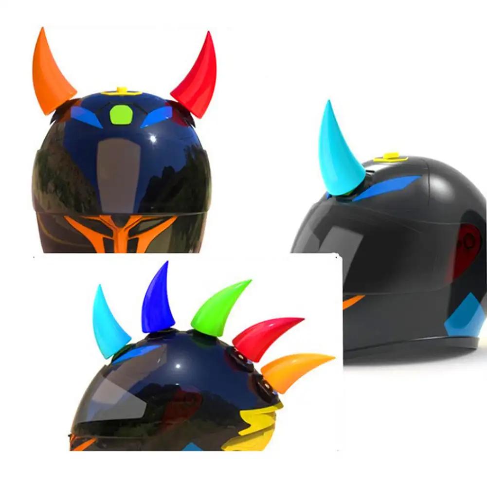 2Pcs Large Size Motorcycle Helmet Decoration Devil Horn Colorful Motorbike Bicycle Decoration Helmet Stickers Accessory