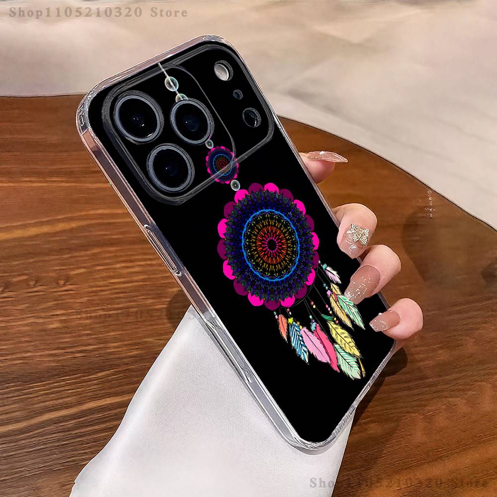 

Feather Art Dreamcatcher Phone Case For iPhone 16,15,17,12,13,14,11 Max,Pro,Plus,X,XS,XR,SE4,E Mini Transparent Cover iPhone13