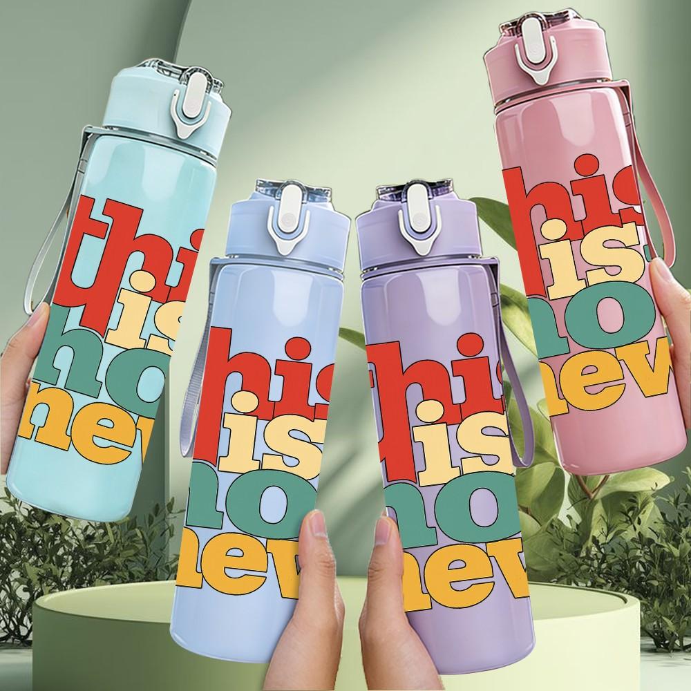 1PC This Is Not New Letter Art 750ml Color Plastic Sports Water Bottle Leakproof Flip Straw Lid Suitable for Sports Office Home Use