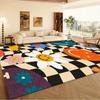 Tapete Tapete Rug com Padrão de Flor Margarida Colorida Design Feliz Sol Lua Decoração de Casa para Sala de Estar Quarto Tapete de Chão Arte Moderna