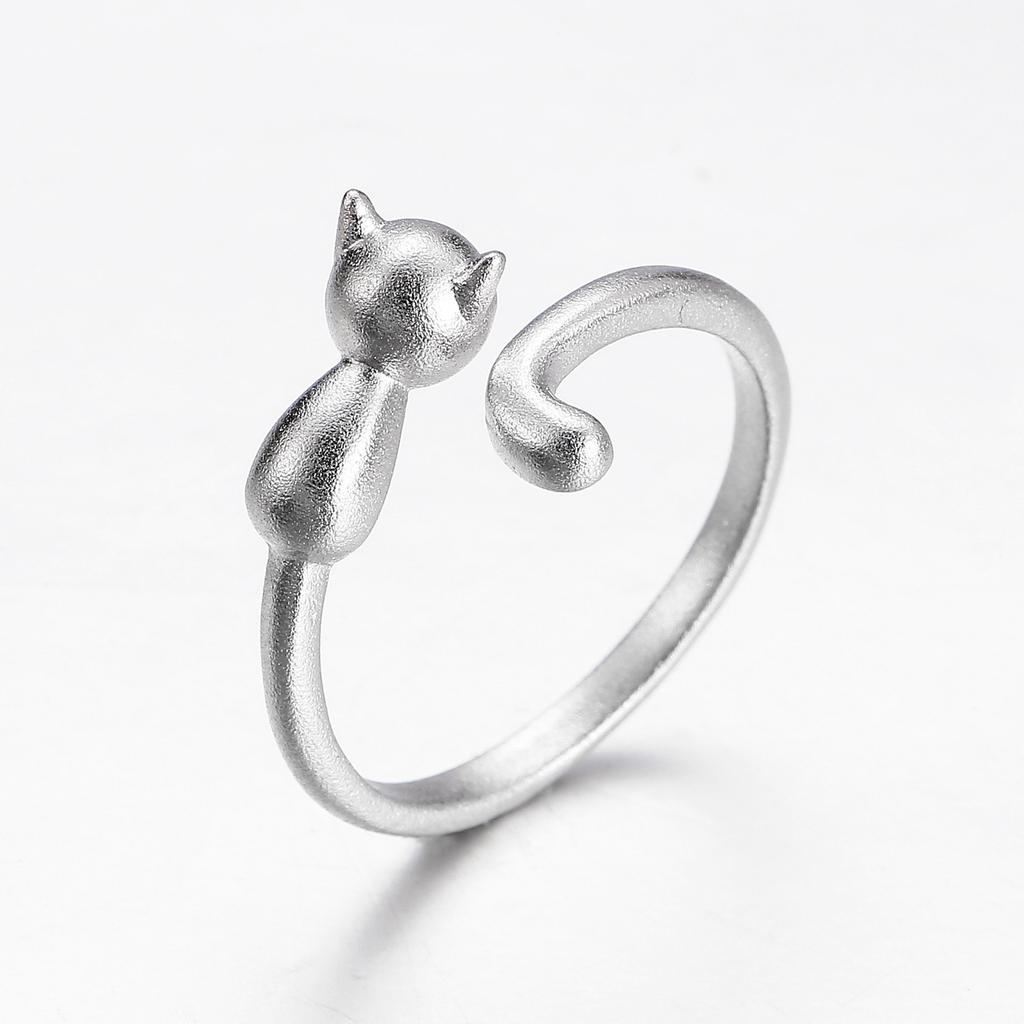 Comfortable To Wear Cat Open Rings 925 Sterling Silver Grind Arenaceous Cat 925 Sterling Grind Women