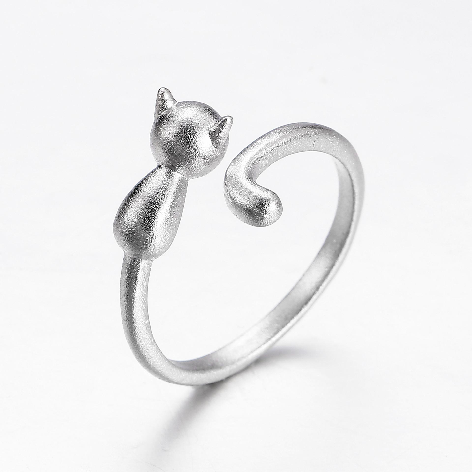 

Comfortable To Wear Cat Open Rings 925 Sterling Silver Grind Arenaceous Cat 925 Sterling Grind Women
