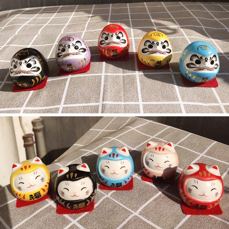 Miniature Landscape Home Decoration Diy Accessories Gifts Cartoon Ceramic Daruma Doll Crafts Lucky Charm Fortune Ornament
