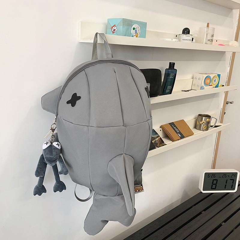 Men's and Women's Shark Backpack Personality Funny Trend Ins Student Backpack Large Leisure Bag.