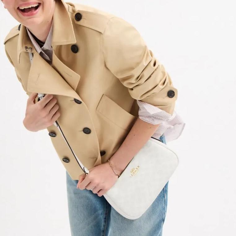 Coach Sac bandoulière Teri 25 Marque Micro Logo Bandoulière amovible Similicuir Moyen Sacs pour femmes Blanc craie CV933-IMXU5