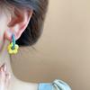 1pair Dopamine Flower Earrings Gold Color Circle Hoop Earrings Sweet Fashion Jewelry  Gift