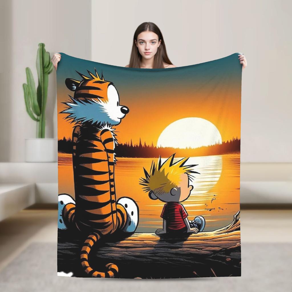 Airplane Travel Calvined and Hobbes Throw Blanket Flannel Bedspread For Couch Chair Sofa Bed Novelty Sofa Bed Cover