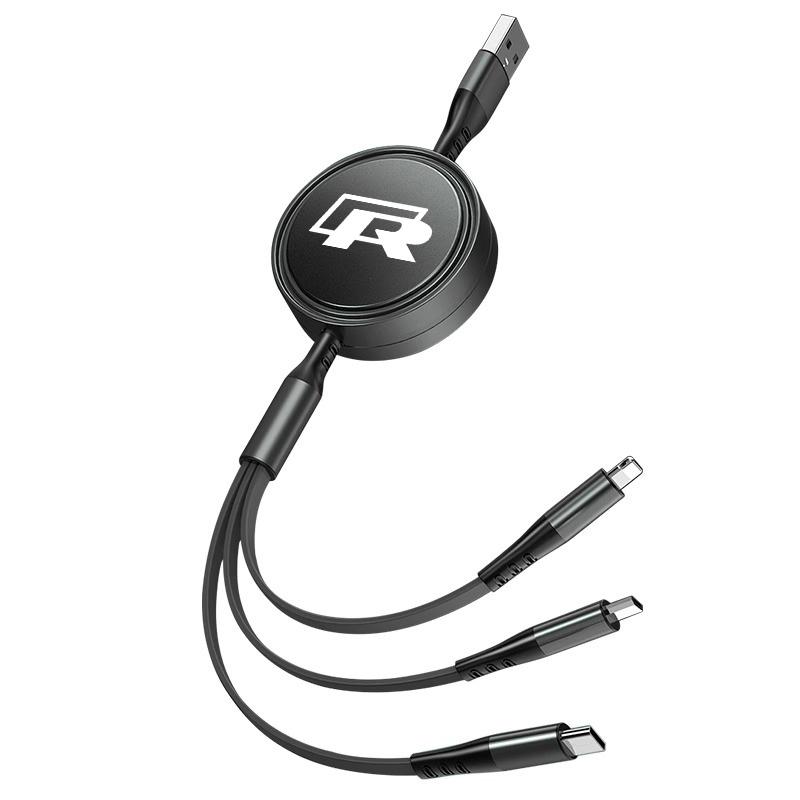 Lijk1 100W Fast Charging 3-in-1 Data Cable Car USB Charger Accessories For VW Atlas Jetta Touareg Variant Golf Polo GTI Taos Nivus