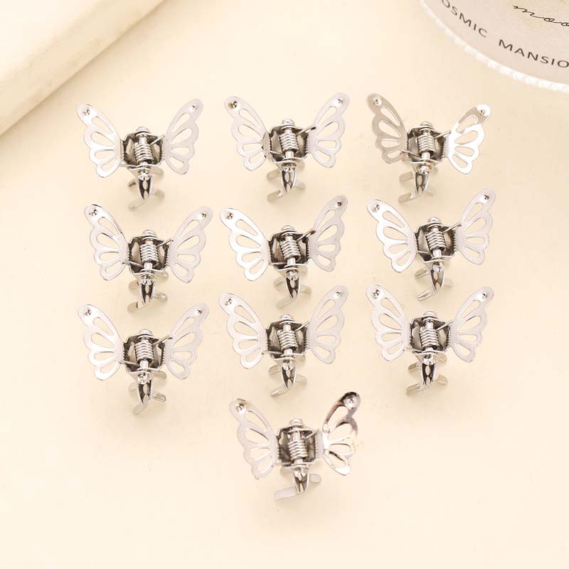 10Pcs/Set Gold Color Butterfly Shape Small Hair Claws For Women Girls Sweet Metal Hollow Mini Hair Clips Hair Accessories