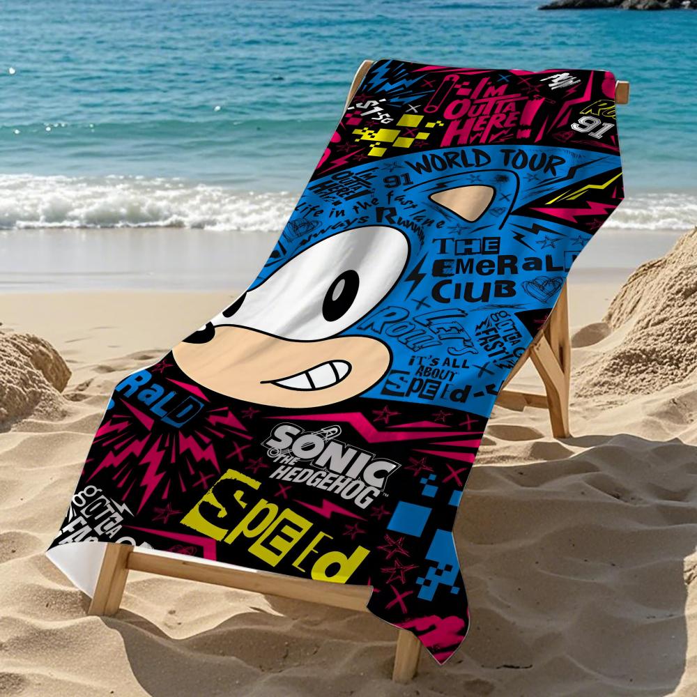 Speed S-Sonic The Hedgehogs Towel Kids Microfiber Quick Dry Sandproof Towel, Boys Girls Summer Pool Beach Swim Towel