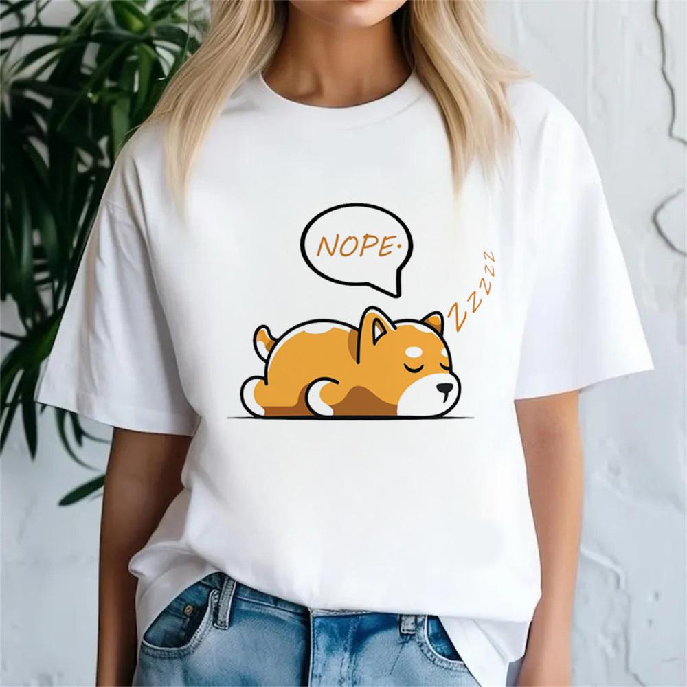 

Shiba Inu Top Tees Women 2000s Retro Gothic Colorful University Streetwear Top Tees Harajuku Graphic Korean Clothes Psychedelic S