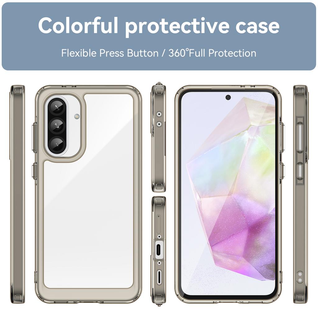 For Samsung Galaxy A36 5G Phone Case WANLONFENG XC Series TPU Acrylic Cover with Tempered Glass (Big Lens Hole)