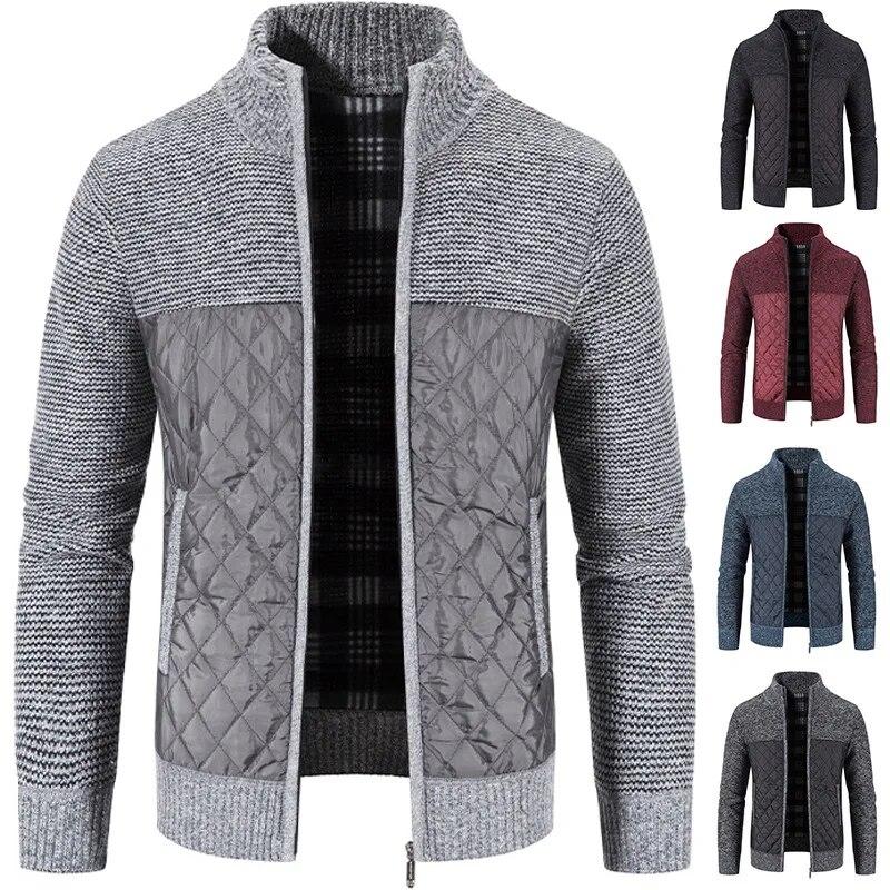 Autumn And Winter Stand Collar Cardigan Sweater Thickened Casual Sweater Men's Warm Fashion Coat